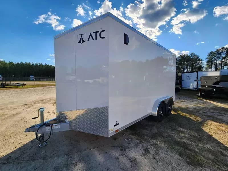 2026 ATC STO400 7.5'X16'+2 X 7'IH Polar White Tandem 3500# Torsion Axle ALL ALUMINUM Cargo / Enclosed Trailer
