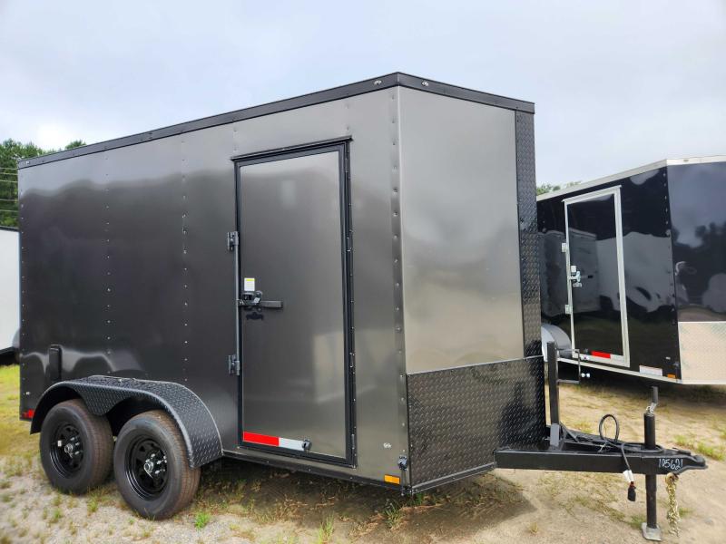 2023 Diamond Cargo 6X12 84" Inside Height, Extended Tongue, Tandem Axle VNose Charcoal Black