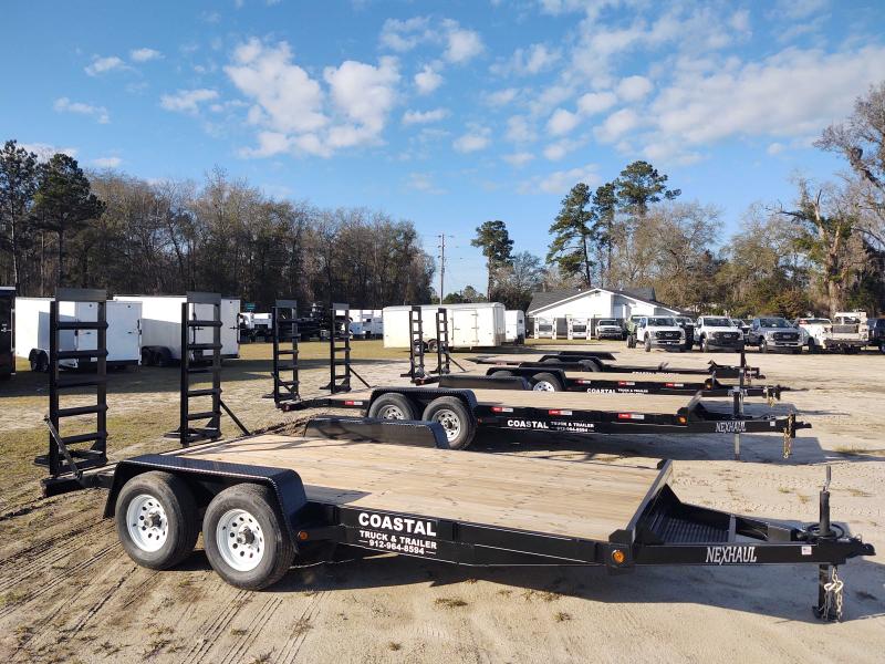 SKID STEER TRAILER DEMO SALE!! 2022 Nexhaul 82" x 16' (14' Flat Deck + 2' Dove Tail) 10K Equipment Trailer 5200LB. Axles & Folding Ramps cFSzBI