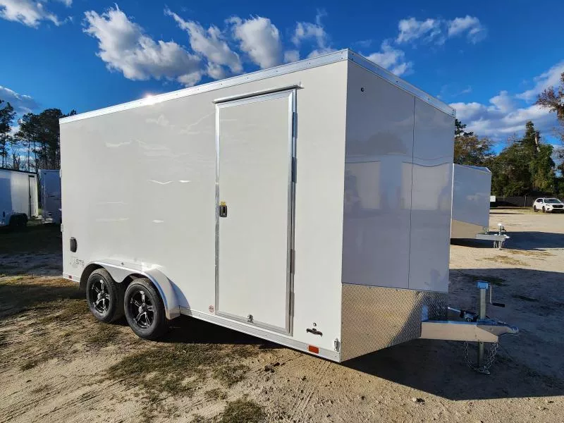 2026 ATC STO400 7.5'X14'+2 X 7'IH Polar White Tandem 3500# Torsion Axle ALL ALUMINUM Cargo / Enclosed Trailer