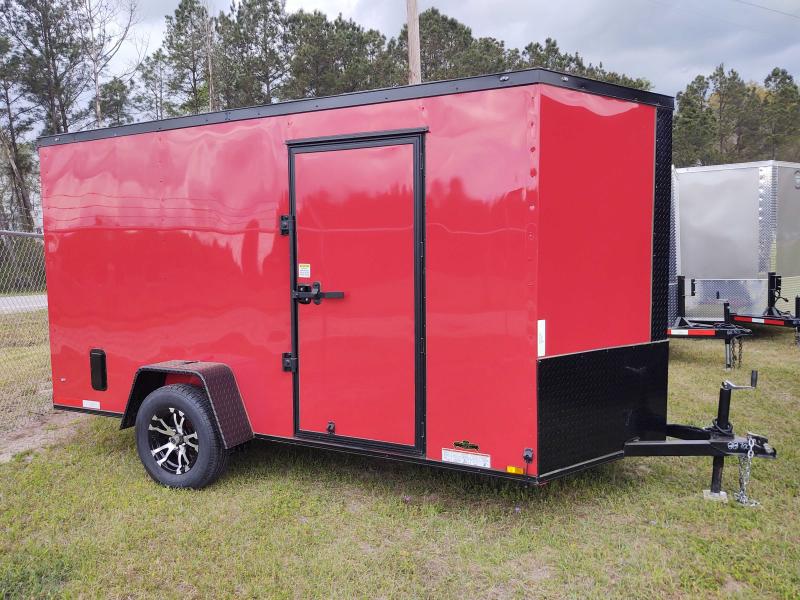 2021 Diamond Cargo 6X12 V Nose Single Axle RED BLACK OUT Enclosed Cargo Trailer Near Me