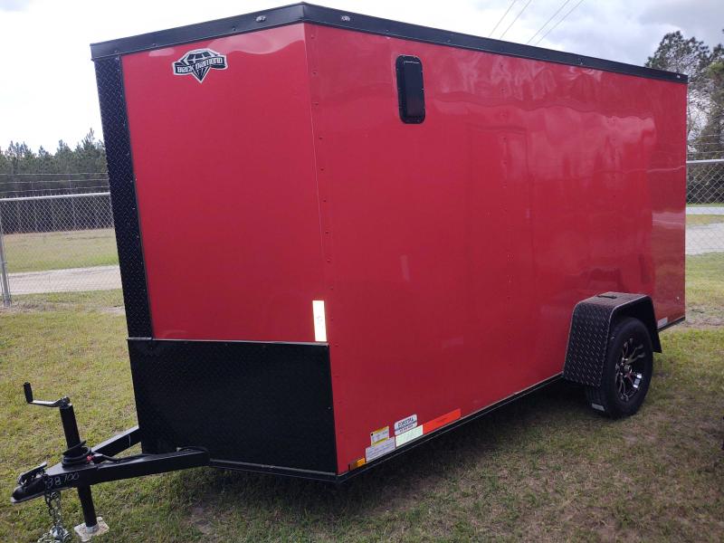 2021 Diamond Cargo 6X12 V Nose Single Axle RED BLACK OUT Enclosed Cargo Trailer Near Me
