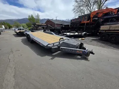 2026 RawMaxx 22' FYH Full Tilt 16K with Hydraulic Jack Equipment Flatbed Trailer