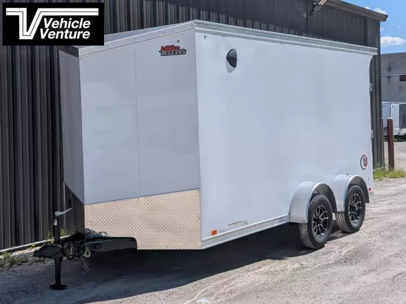 2026 UNITED TRAILER 7X14 FLAT TOP V-NOSE 12" EXTRA HEIGHT RAMP DOOR WHITE 1757104969