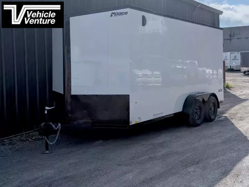 2026 PACE 7X16 JOURNEY SE FLAT TOP 12" EXTRA HEIGHT RAMP DOOR WHITE 1757104545