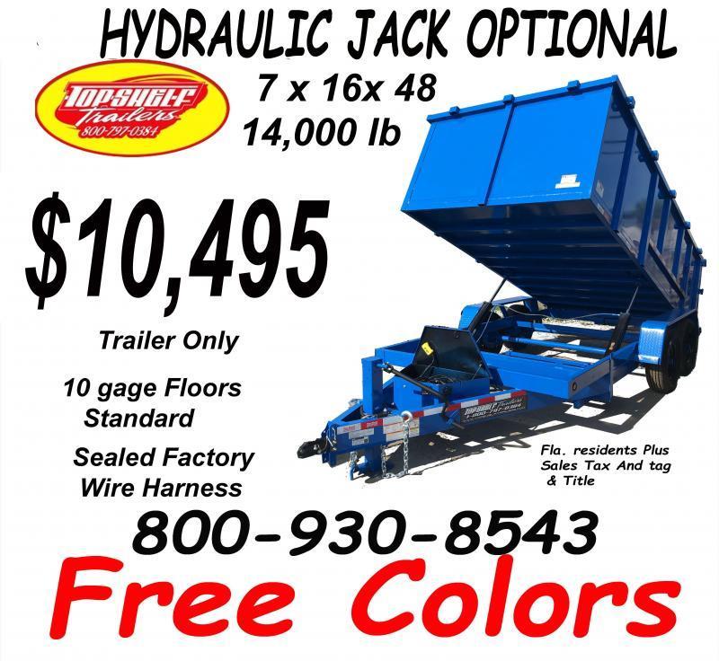 7 x 16 x 48 DUMP TRAILER 14000 Lb Dumps More Weight 4 Foot High Near Me