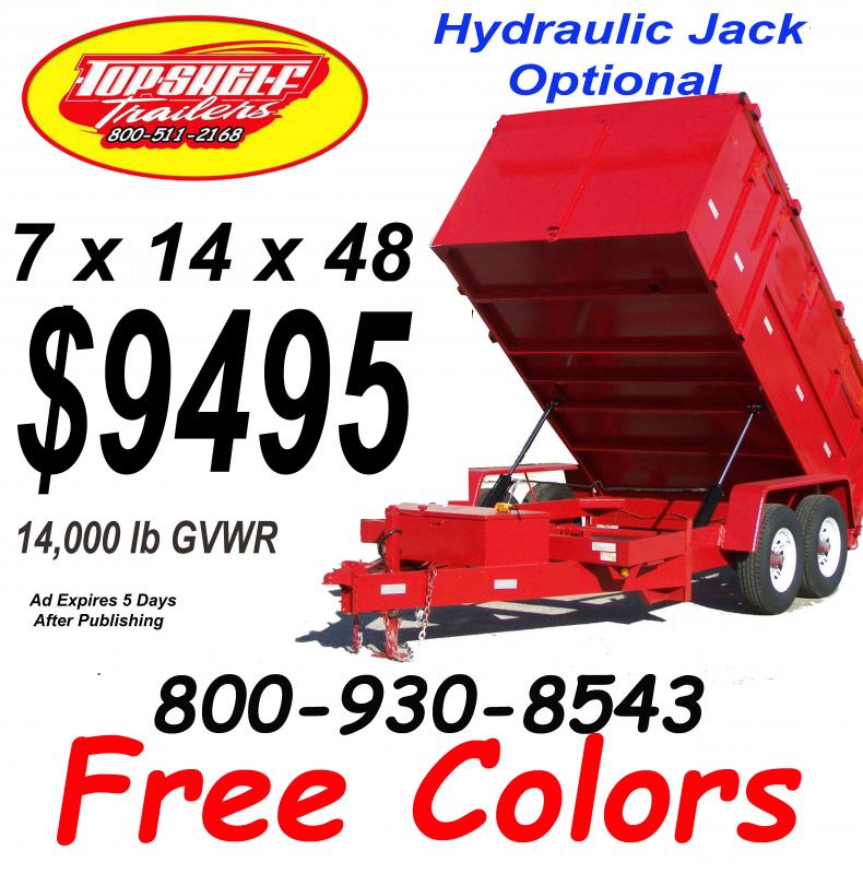 2023 7 x 14 x 48 14k Red Dump Trailers We Are The Factory !!!! Top