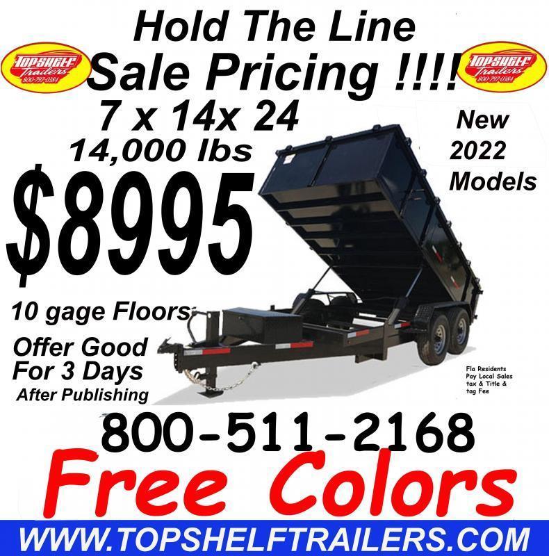 2023 DUMP TRAILERS Telescopic 7 x 14 x 48 Loaded Top Shelf Trailers