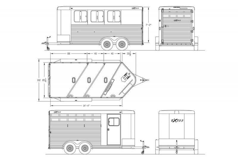 2023 Exiss Trailers 3H BP - CXF Other Horse Trailer