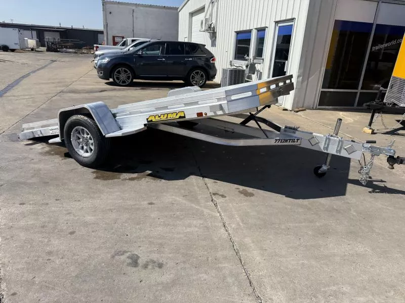 2026 Aluma 7712 Heavy Tilt Single Axle Slotted 77" x 12' Utility Trailer