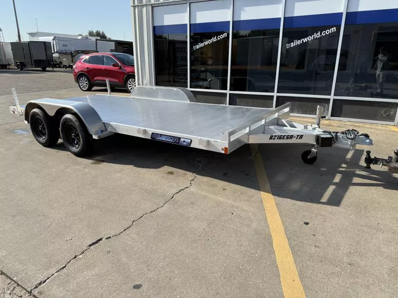 2026 Aluma 8216 Edge Series Aluminum Deck Tandem Axle Electric Brakes Ramp 82" x 16' Car Hauler