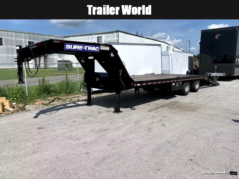 2024 Sure-Trac 8.5' x 30' (20+10) Heavy Duty Low Profile Gooseneck Hydraulic Jacks AND Beavertail Deckover Trailer  (2)10K AXLES