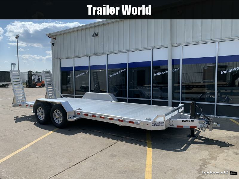 CLEARANCE 2023 Aluma 8220-14k (2)7K Axles 20' Aluminum Equipment Trailer with Stand Up Ramps