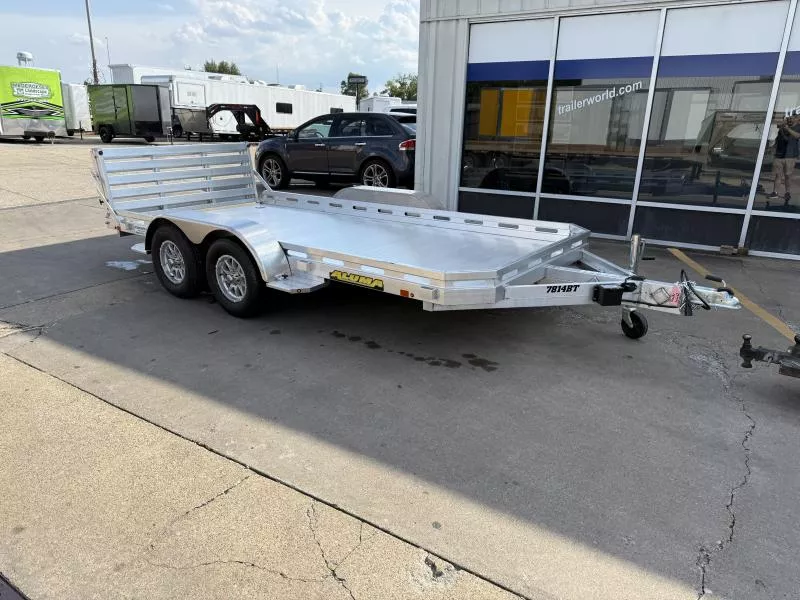 2026 Aluma 7814 Slotted Tandem Axle Electric Brakes Bi-Fold Tailgate 78" x 14' Utility Trailer