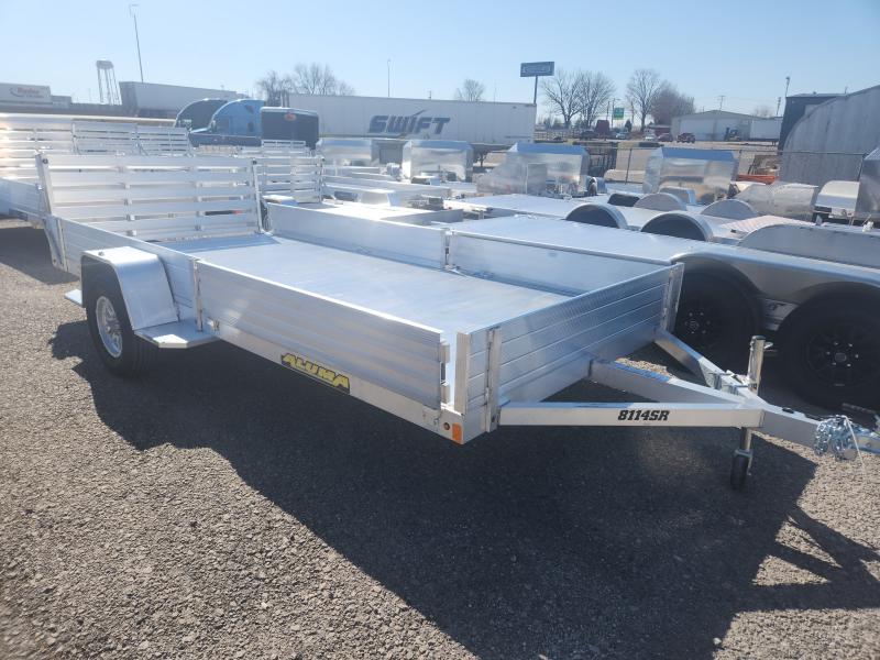 2025 Aluma 8114 Single Axle Side Ramps Bi-Fold Tailgate Solid Front/Sides 81" x 14' ATV / Utility Trailer