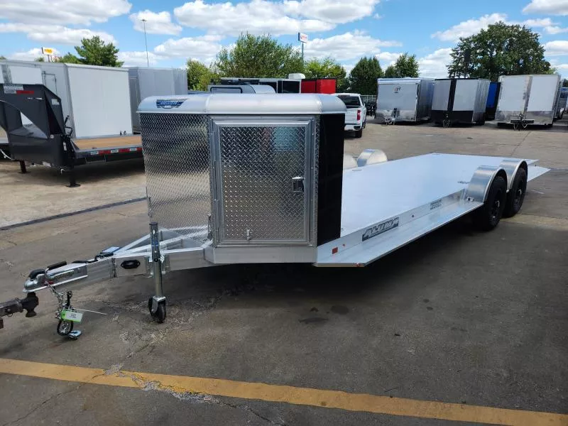 2026 Aluma 8222 Heavy Executive Series Tandem Axle with Electric Brakes, Recessed Tie Downs, Ramps, and Cargo Box Black 82" X 22' Car Hauler