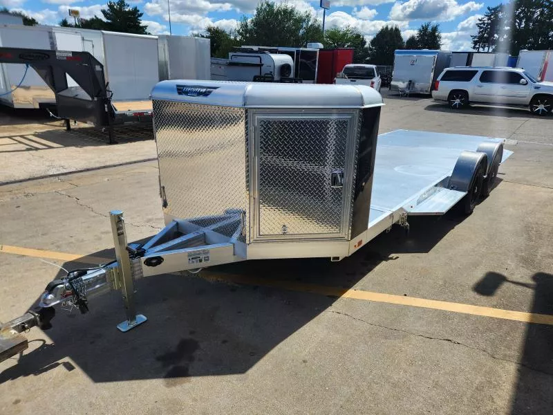 2026 Aluma 8218 XL Tilt Tandem Trailer with Electric Brakes, Recessed Tie Downs, and Cargo Box Black 82" x 18' Car Hauler