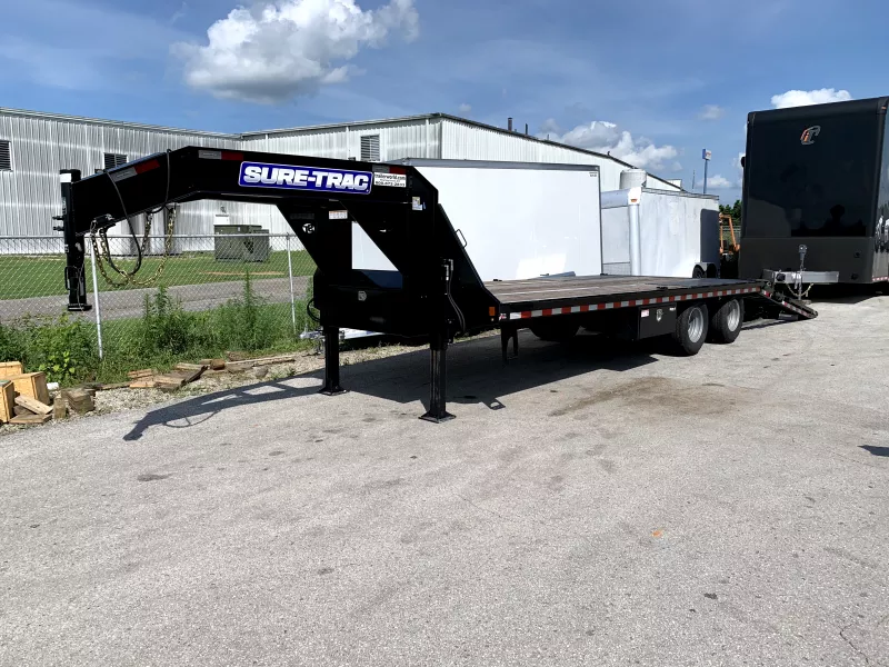 2024 Sure-Trac 8.5' x 30' (20+10) Heavy Duty Low Profile Gooseneck Hydraulic Jacks AND Beavertail Deckover Trailer  (2)10K AXLES