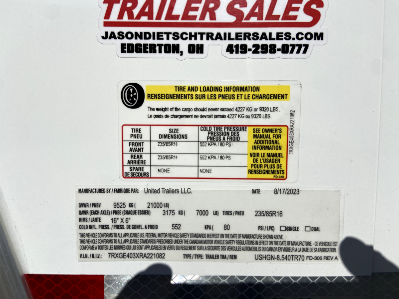 new Car Haulers / Racing Trailers United Trailers  for sale, in Edgerton, OH Thumbnail 16