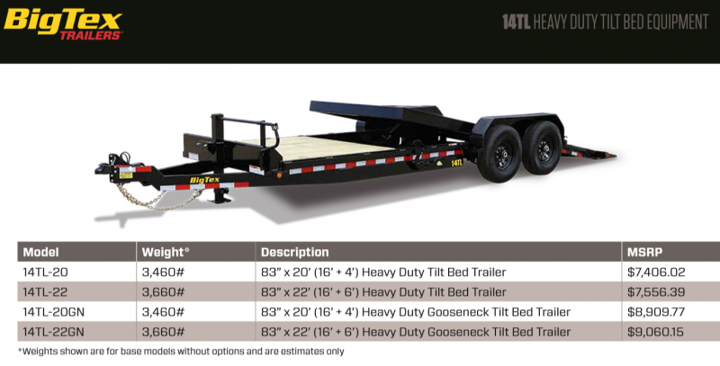 2020 BIG TEX 14TL 16+6 2020 BIG TEX 14TL 16+6
