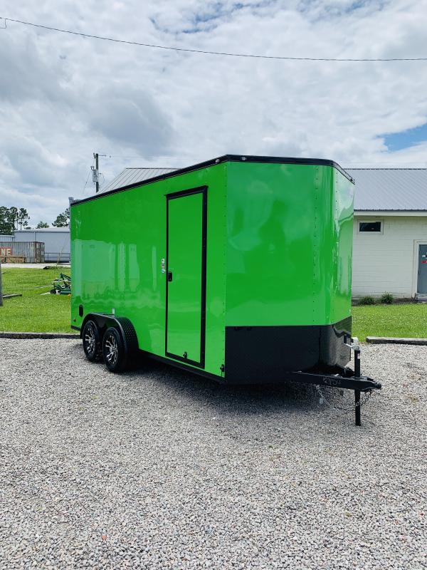 Arctic Green 7x16 Blackout Enclosed Cargo Trailer Arctic Green 7x16 Blackout Enclosed Cargo Trailer