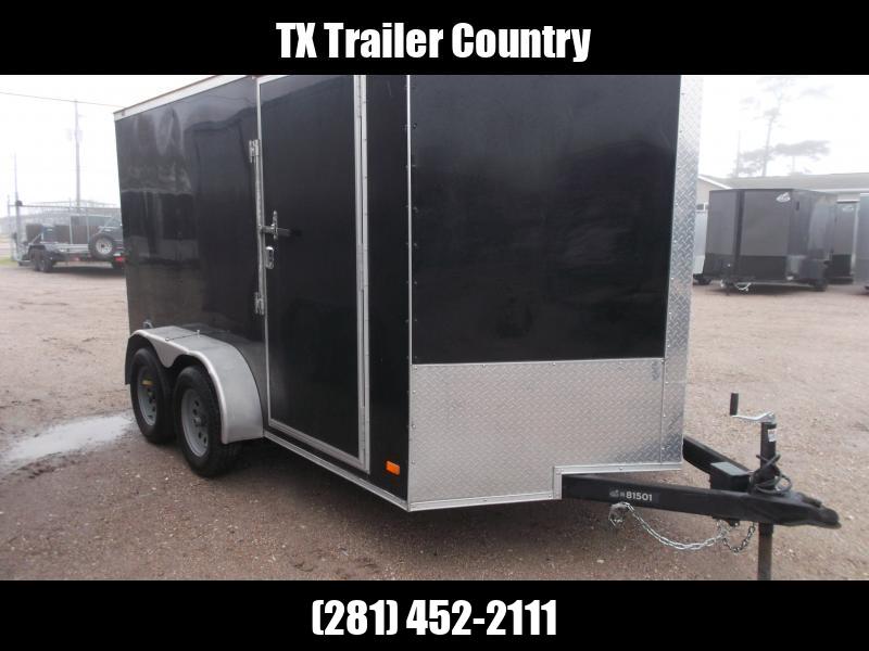 USED - 2022 Covered Wagon Trailers 7x12 Motorcycle Trailer / Cargo Trailer / Ramp / 36" RV Door / LEDs / (8) D-Rings / .030 Black Skin