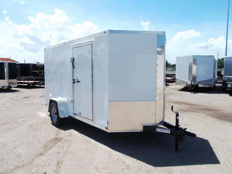 WOW SPECIAL - 2023 TTC 6x12 Single Axle Cargo Trailer / Enclosed Trailer / 6ft Interior Height / Ramp / RV Side Door / LEDs / Bulldog Coupler / .030 White Skin