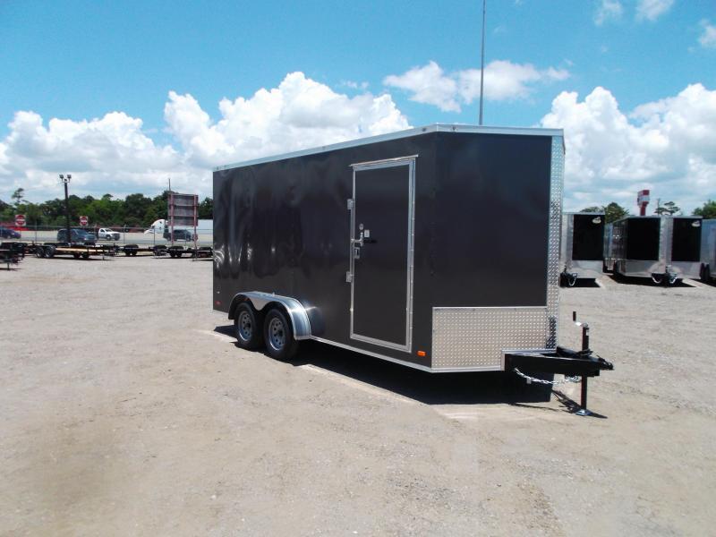 2021 Covered Wagon Trailers 7x16 Tandem Axle Cargo Trailer / Enclosed Trailer / 6'3" Interior / Ramp / RV Door / LEDs / CHARCOAL GRAY Semi-Screwless Exterior 2021 Covered Wagon Trailers 7x16 Tandem Axle Cargo Trailer / Enclosed Trailer / 6'3" Interior / Ramp / RV Door / LEDs / CHARCOAL GRAY Semi-Screwless Exterior