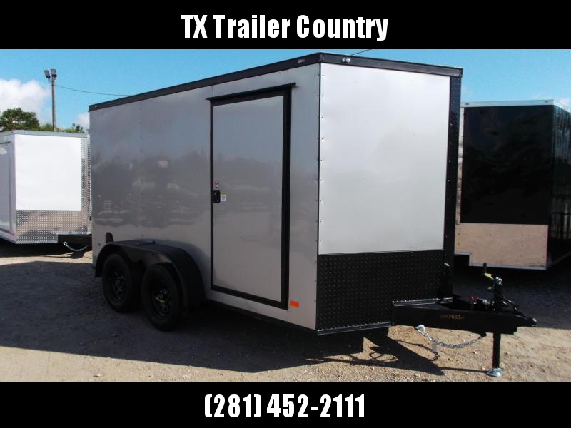 2022 Covered Wagon Trailers 7x12 Tandem Axle Motorcycle Trailer / Cargo Trailer / Ramp / LEDs / .030 Silver Semi Screwless Exterior / V-nose / Black Out Package 2022 Covered Wagon Trailers 7x12 Tandem Axle Motorcycle Trailer / Cargo Trailer / Ramp / LEDs / .030 Silver Semi Screwless Exterior / V-nose / Black Out Package