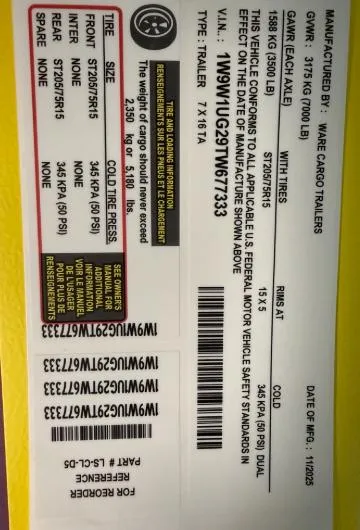 new Utility Trailers Ware Cargo Trailers  for sale, in Mims, FL Thumbnail 3