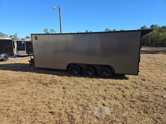 2026 Quality Cargo 8.5 x 20 Charcoal Enclosed Triple Axle Trailer with Black Out Package and Rear Wi