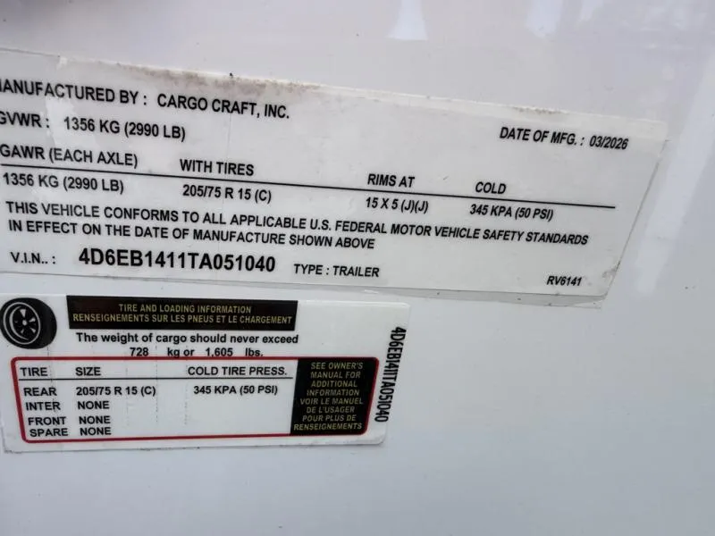 new Cargo (Enclosed) Trailers Cargo Craft  for sale, in Mims, FL Thumbnail 6