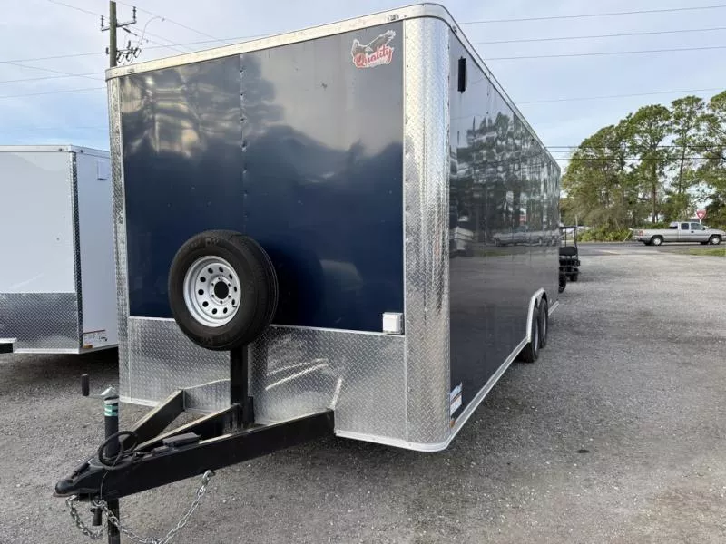 2026 Quality Cargo 8.5 x 24 Tandem Indigo Blue Enclosed Trailer with 9" Extra Height, Spare Tire,