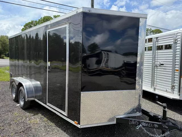 2026 Panther Cargo LLC 7 x 16 Black Enclosed Trailer with Tandem Axles