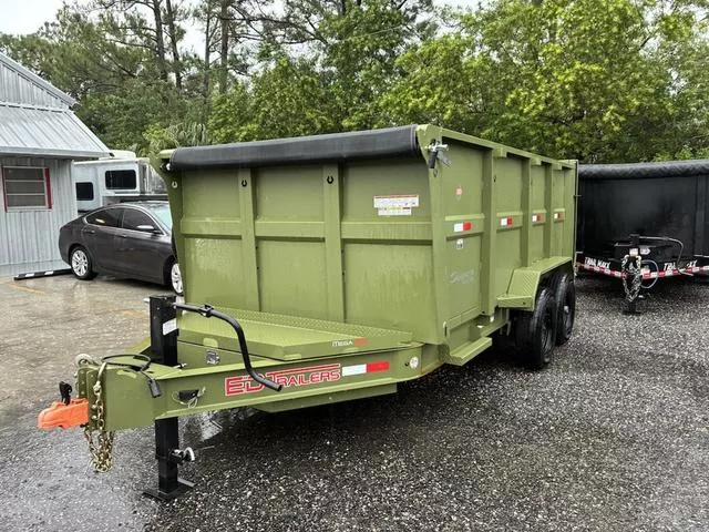 2024 ED Trailers 7 X 14 ARMY GREEN DUMP TRAILER  WITH 2 7K AXLES