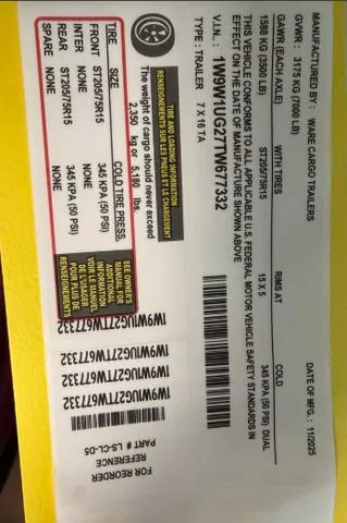 new Utility Trailers Ware Cargo Trailers  for sale, in Mima, FL Thumbnail 2