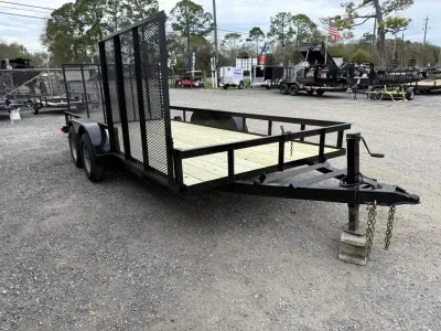2025 Homemade 7x16 Utility Trailer with Double Mesh Gates – Heavy-Duty Hauling Trailer