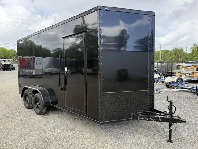 2025 Trailer Source Manufacturing LLC 7x16 Enclosed Black Trailer ? 7K GVWR, Brakes, Bar Locks, B
