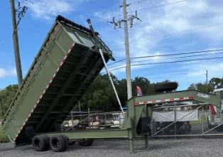 2026 Panther Cargo LLC 8.5 x 20 Army Green Gooseneck Dump Trailer