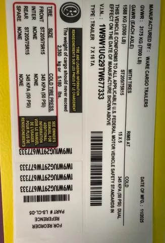 new Utility Trailers Ware Cargo Trailers  for sale, in Mima, FL Thumbnail 3