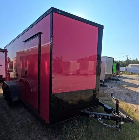 2025 Quality Cargo 7' x 14' Enclosed Trailer Tandem Axle Pink with BlackOut Package