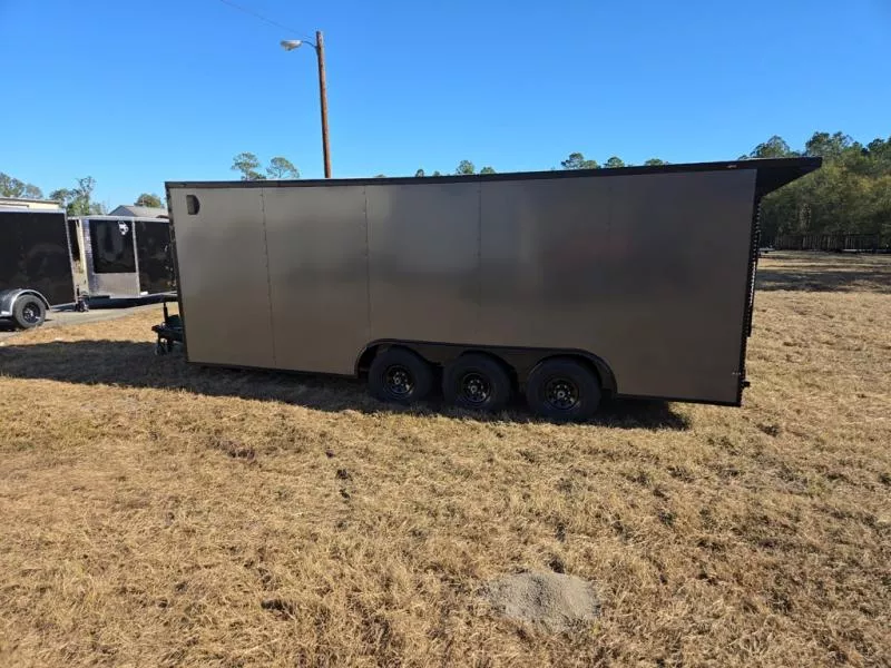 2026 Quality Cargo 8.5 x 20 Charcoal Enclosed Triple Axle Trailer with Black Out Package and Rear Wi