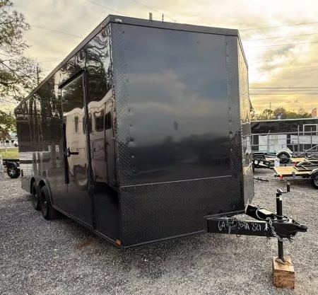 2026 Quality Cargo 8.5 x 20 Black with Blackout Package Enclosed Trailer with Rear Wing and Bar L