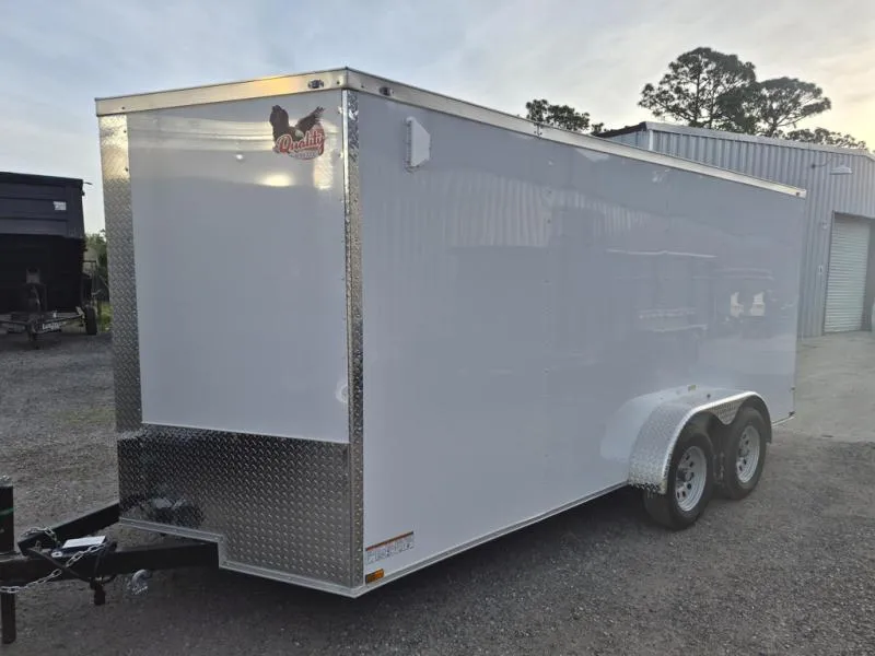 2026 Quality Cargo 7x16 Enclosed Trailer- White  | Tandem Axle | Ramp Door | Tie Downs