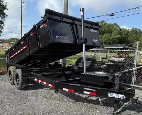 2025 Panther Cargo LLC Tandem Axle Panther Cargo Black Dump Trailer 7 x 16 with 2' Foot Walls
