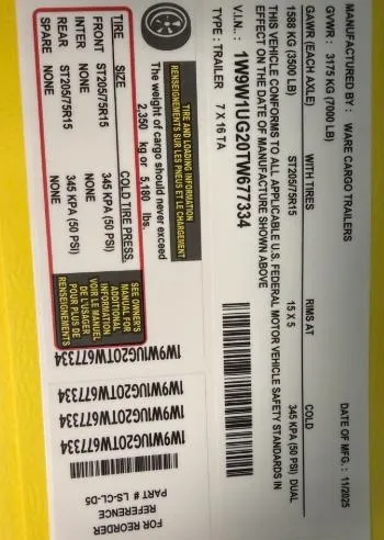 used Other Trailers Ware Cargo Trailers  for sale, in Mima, FL Thumbnail 3