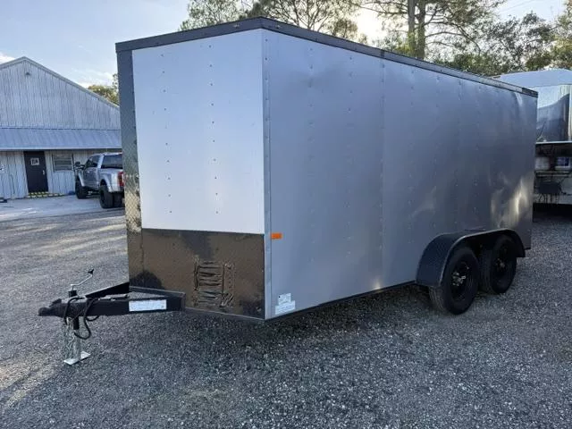 2022 Rock Solid Cargo 7 x 14 Tandem Axle Enclosed Trailer Charcoal with Black Out Package