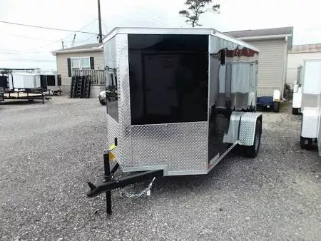 2026 Ware Cargo Trailers 5 x 10 Black Single Axle Enclosed Trailer with Side Door and Ramp