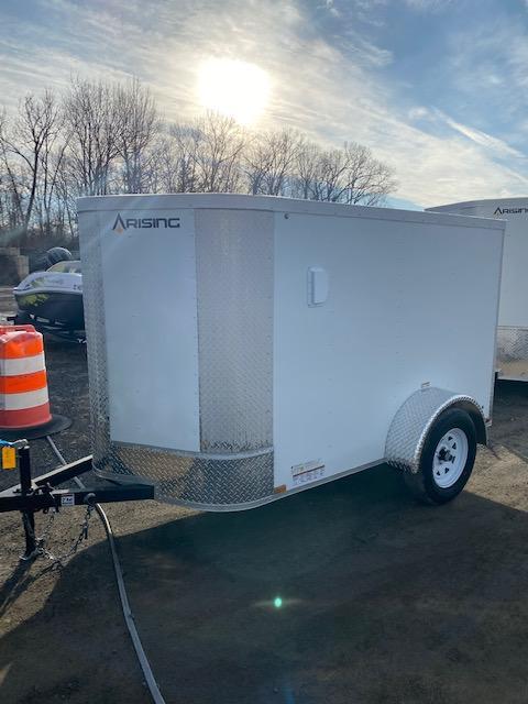 2021 Arising 5' x 8' White Enclosed Cargo Trailer w/ Spare Tire and Mount 2021 Arising 5' x 8' White Enclosed Cargo Trailer w/ Spare Tire and Mount