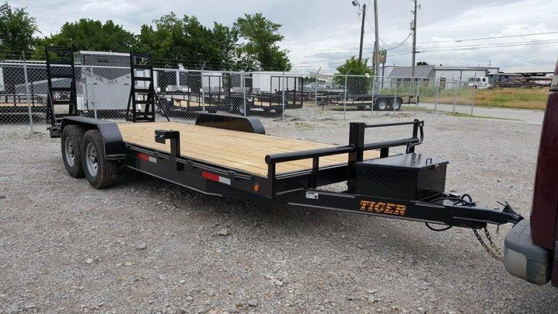 2020 Tiger 83 x 22 Car Hauler Flatbed Trailer Wood Floor Stand Up Ramps - TULSA OK 2020 Tiger 83 x 22 Car Hauler Flatbed Trailer Wood Floor Stand Up Ramps - TULSA OK